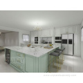 Italian contemporary solid wood light green kitchen cabinets